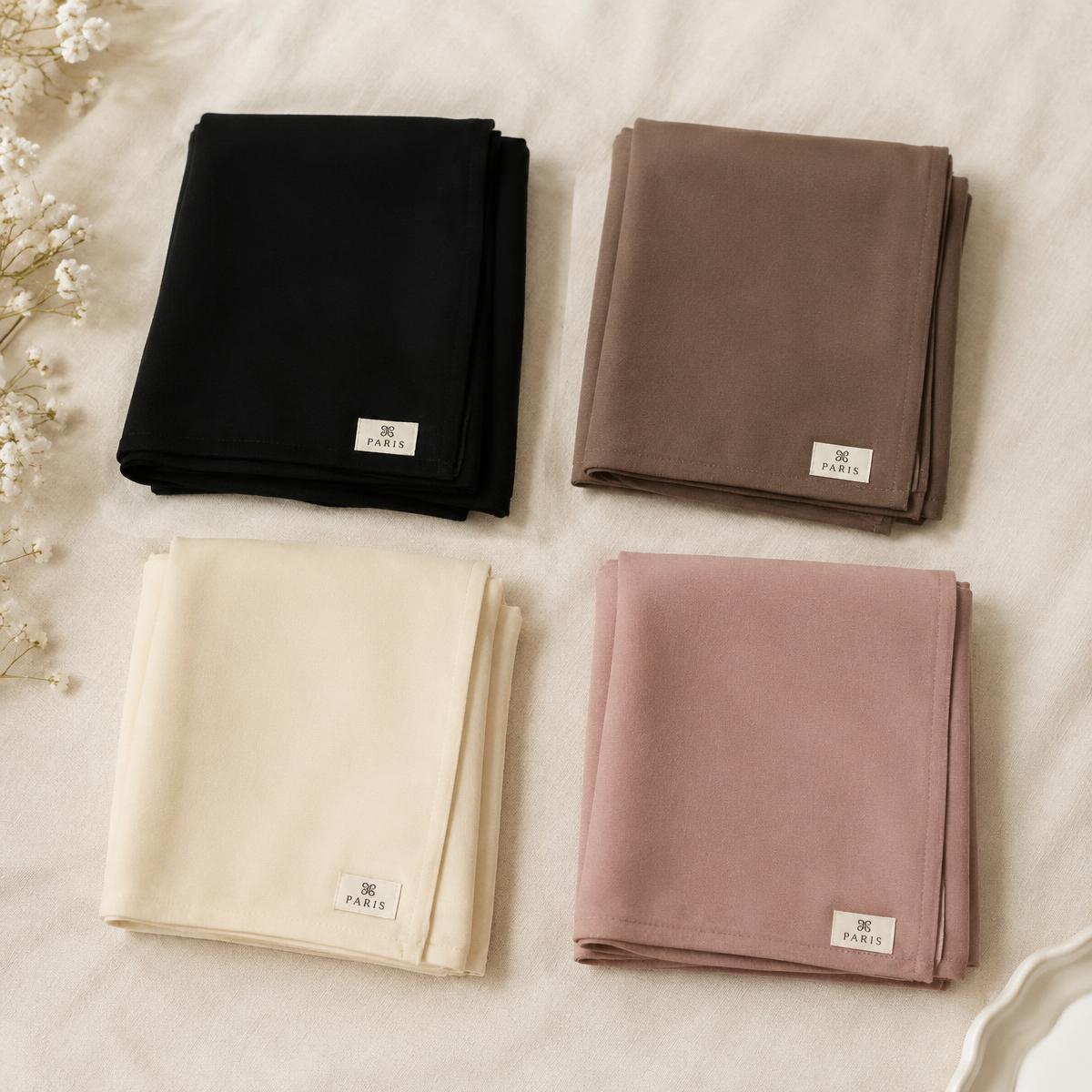 LAABIZY hijabs in black, mocha, cream and dusty rose